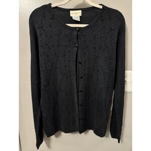 Jaclyn Smith Button Up Sweater Long Sleeve Size Large Silk+Angora Rabbit+Nylon